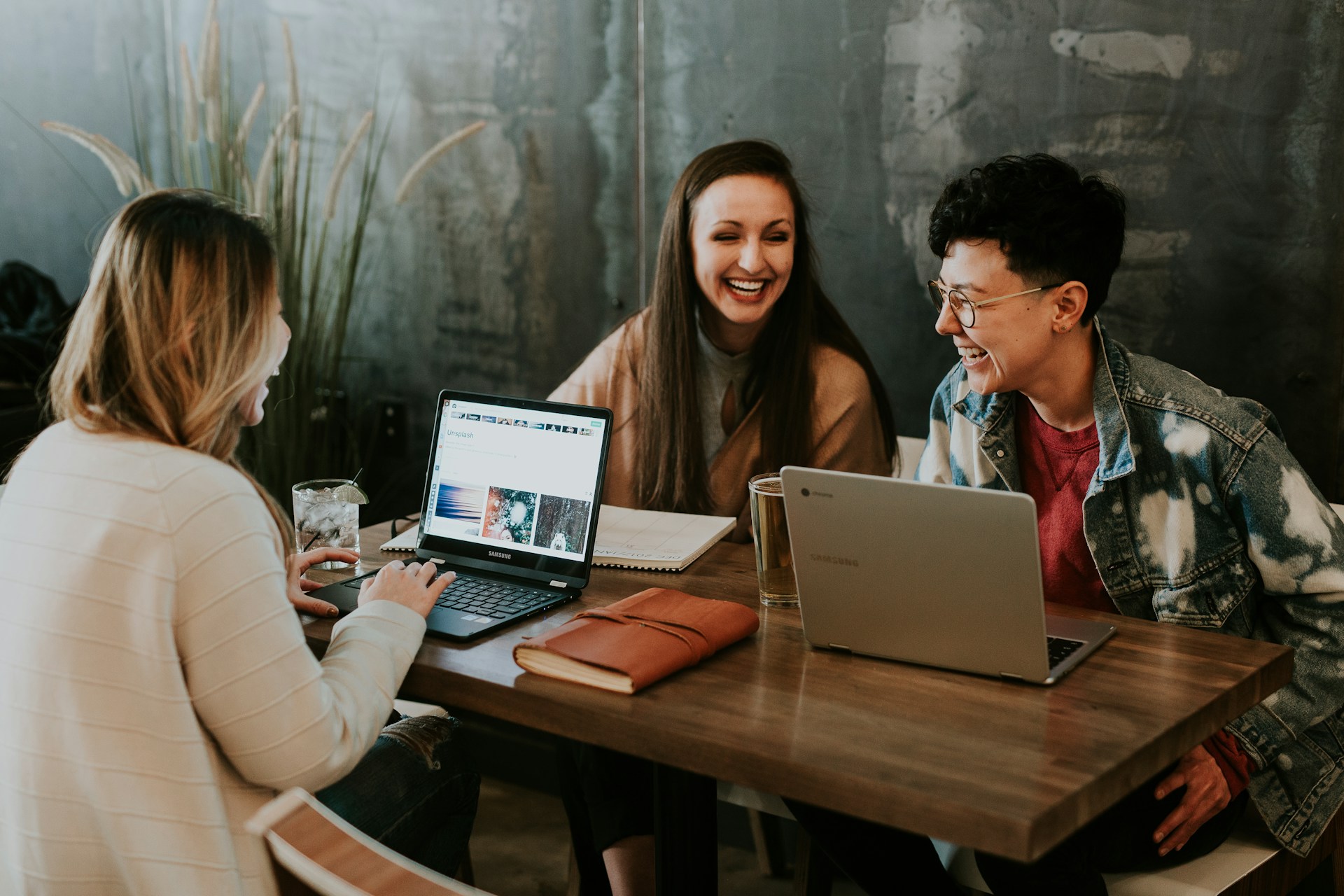 International students studying together
